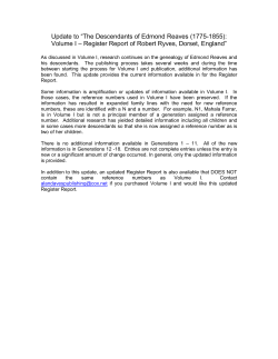 Update to &ldquo;The Descendants of Edmond Reaves (1775