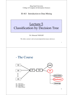 Lecture 5 Classification by Decision Tree