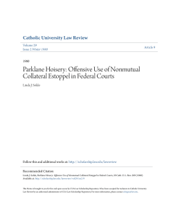 Offensive Use of Nonmutual Collateral Estoppel in Federal Courts