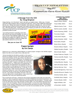 TEAM UCP Newsletter May 2017 #Communicate #Serve #Grow