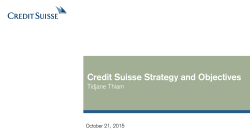 Credit Suisse Strategy and Objectives (Tidjane Thiam)