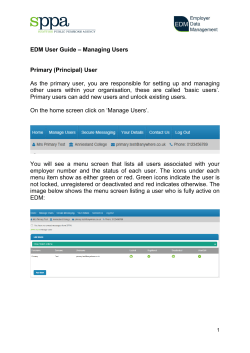 EDM User Guide &ndash; Managing Users Primary (Principal) User As the