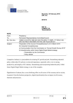 Competitive Industry is a precondition for ensuring EU