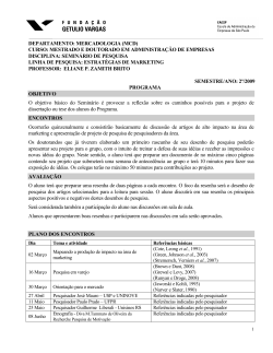 Estrat&eacute;gias de Marketing - Curso de Mestrado Curso de Doutorado