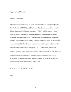 Supplementary Materials: Radiation Calculations All spectra were