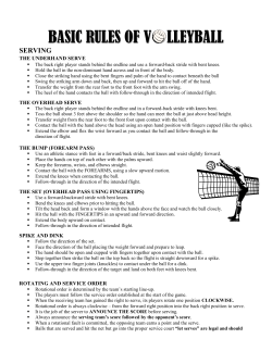 BASIC rULES OF v LLEYBALL Serving The Underhand Serve The
