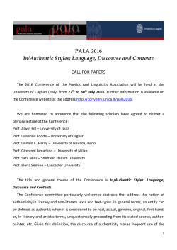 PALA 2016 In/Authentic Styles: Language, Discourse and Contexts