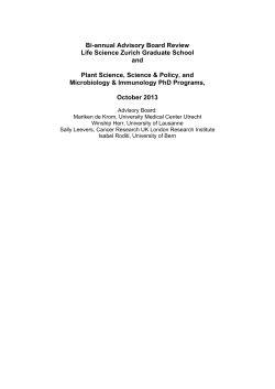 Bi-annual Advisory Board Review Life Science Zurich Graduate