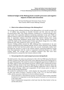 Sediment budget of the Mekong basin: transfer processes