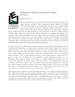Organization Theory and Societal Culture