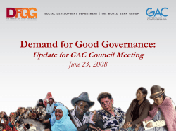 Demand for Good Governance Stocktaking Initiatives Supporting