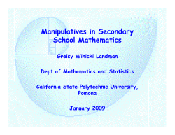 Manipulatives in Secondary School Mathematics