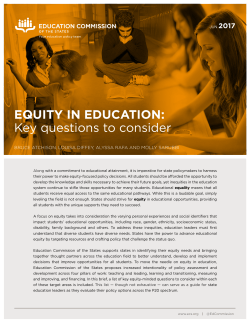 EQUITY IN EDUCATION: Key questions to consider