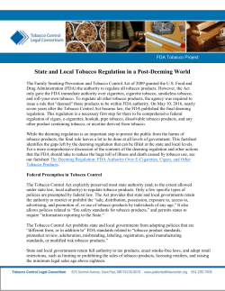State and Local Tobacco Regulation in a Post