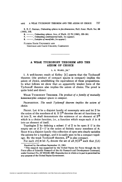 A WEAK TYCHONOFF THEOREM AND THE AXIOM OF CHOICE