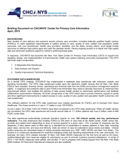 1 Briefing Document on CHCANYS` Center for Primary Care
