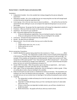 Review Packet 1: Scientific Inquiry and Laboratory Skills Vocabulary