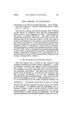THE THEORY OF FUNCTIONS. Introduction to the Theory of