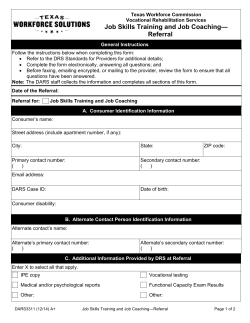 Job Skills Training and Job Coaching--Referral
