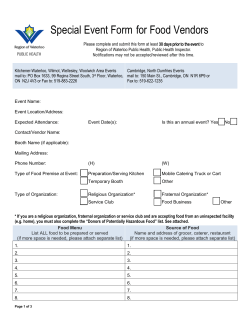 Special Event Food Vendor Application