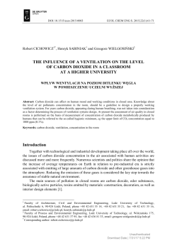 THE INFLUENCE OF A VENTILATION ON THE LEVEL OF CARBON
