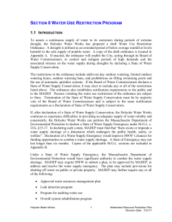 Section 0 Water Use Restriction Program