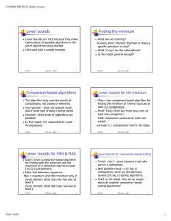 Lower bounds Finding the minimum Comparison