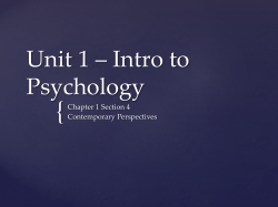 Unit 1 * Intro to Psychology