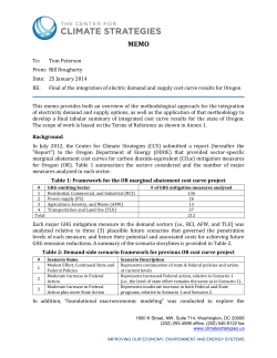 Oregon Integrated Cost Curve Memo