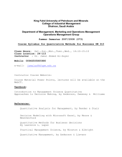 OM 310 Quantitative Methods for Business