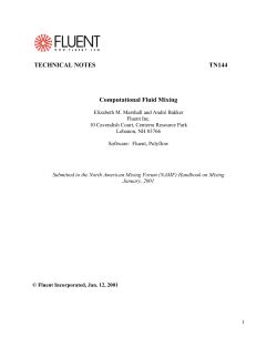 TECHNICAL NOTES TN144 Computational Fluid Mixing