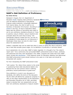 NAEP`s Odd Definition of Proficiency
