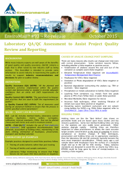 Laboratory QA QC Assessment to Assist Project Quality Review
