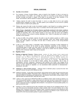 SPECIAL CONDITIONS 1.0 Quantity to be ordered