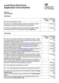 Local Pinch Point Fund Application Form Checklist