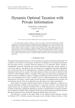 Dynamic Optimal Taxation with Private Information