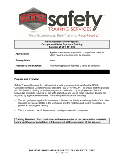 OSHA General Safety Programs Occupational Noise Exposure
