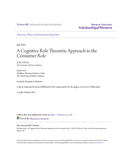 A Cognitive Role Theoretic Approach to the Consumer Role