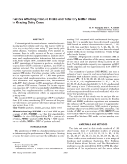 Factors Affecting Pasture Intake and Total Dry Matter Intake in