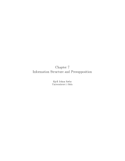 Chapter 7 Information Structure and Presupposition