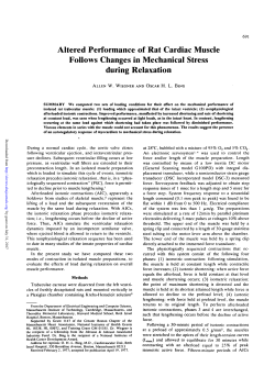 Altered Performance of Rat Cardiac Muscle Follows Changes in