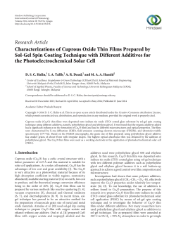 Characterizations of Cuprous Oxide Thin Films Prepared by Sol