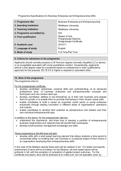 Business Enterprise and Entrepreneurship - MA