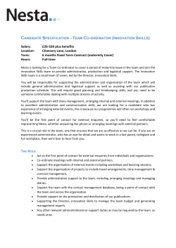 6 months Fixed Term Contract (maternity Cover)