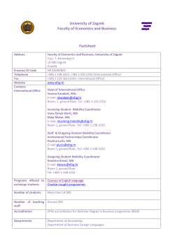University of Zagreb Faculty of Economics and Business Factsheet
