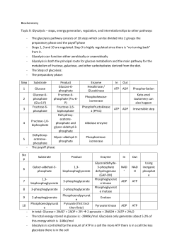 Biochemistry Topic 9: Glycolysis &ndash; steps, energy generation