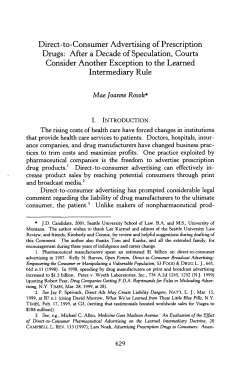 Direct-to-Consumer Advertising of Prescription Drugs