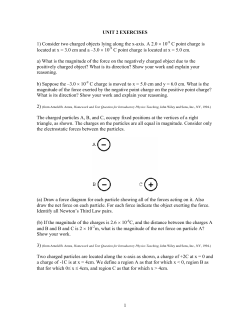 UNIT 2 EXERCISES 1) Consider two charged objects