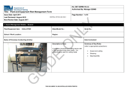 Plant and Equipment Risk Management Form