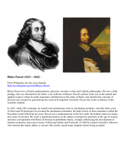 Blaise Pascal (1623 &ndash; 1662)
